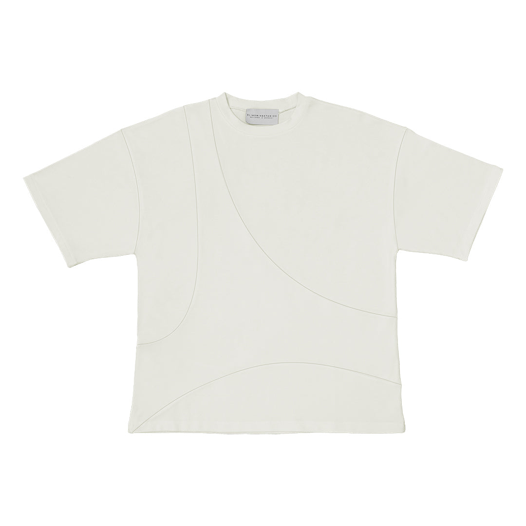 Front view of our cropped unisex t-shirt with pattern overlay in color cream. 